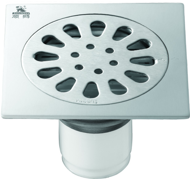 志良順獅牌304不銹鋼瓜子單用防臭地漏（ABS塑料芯）